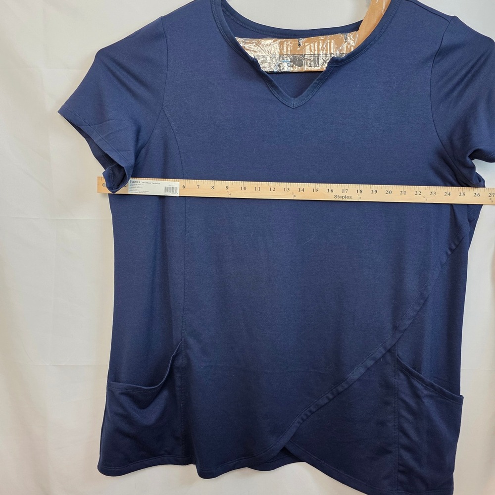 Zim & Zoe Lounge Navy Blue Short Sleeve Tulip Hem Pocket Top Plus Size 22/24 - Picture 5 of 9